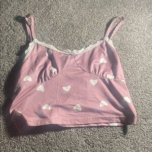 Pink Heart Patterned Camisole